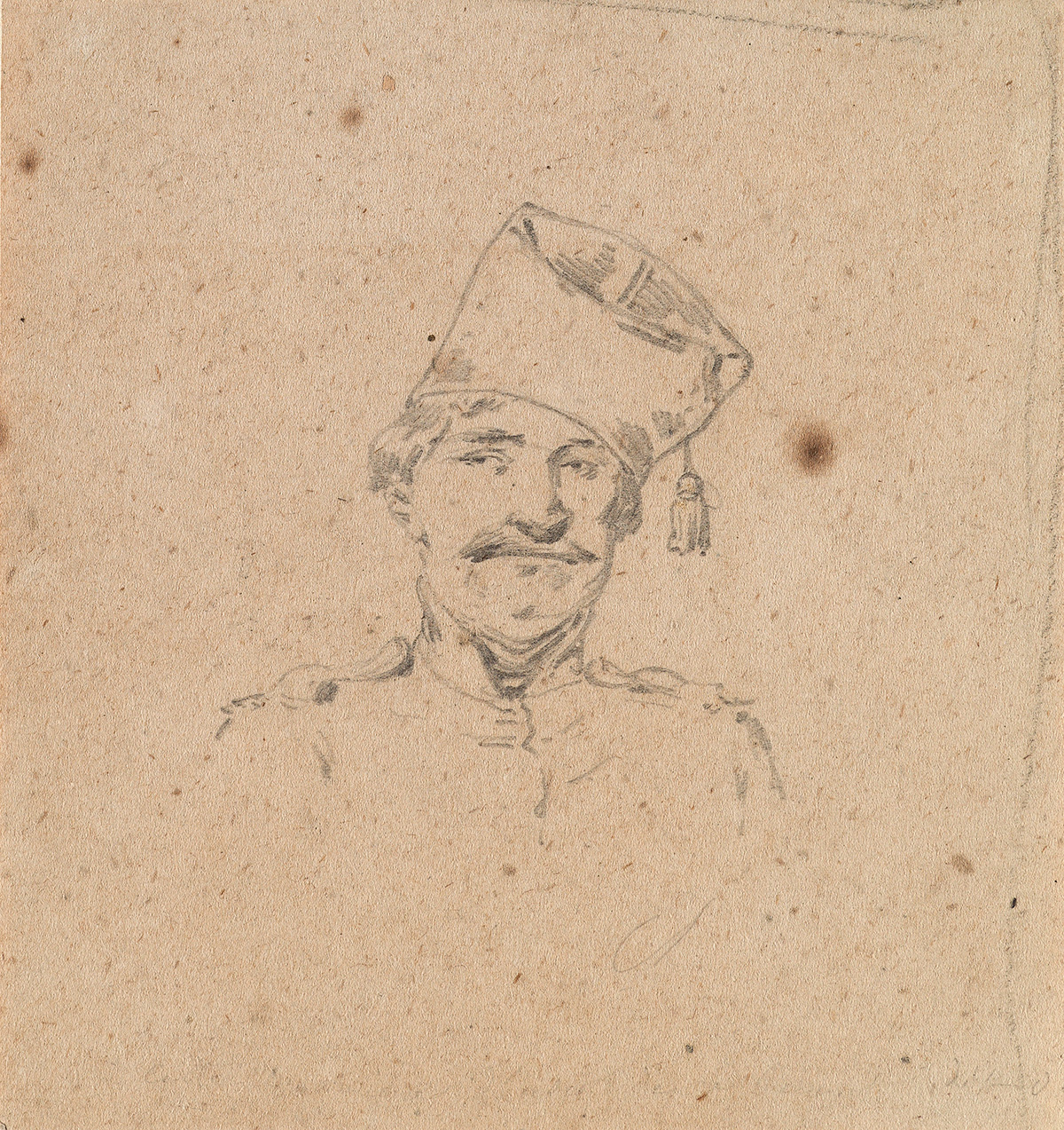 CHARLES-ÉMILE JACQUES (Paris 1813-1894 Paris) Group of 4 pencil portrait studies of soldiers.
